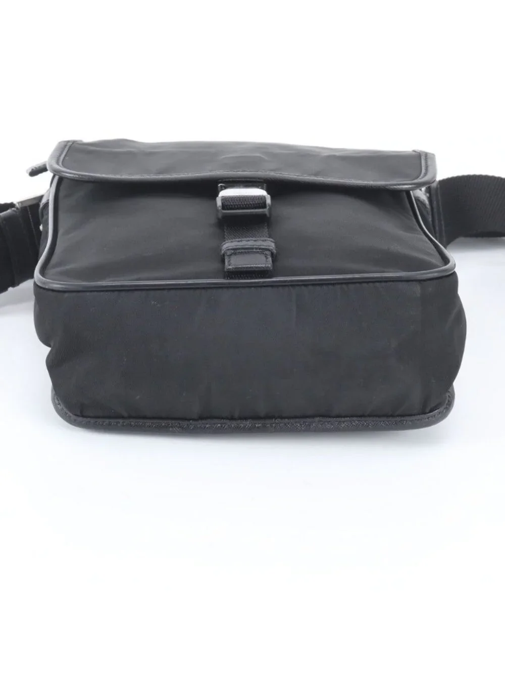 Prada Tessuto Nylon Triangle Logo Leather Shoulder Bag Crossbody Messenger